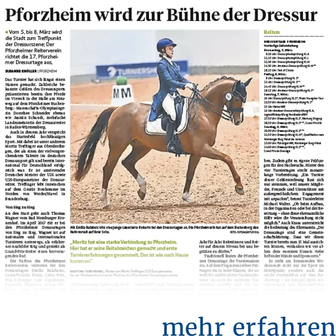 Pforzheim wird zur Bühne der Dressur